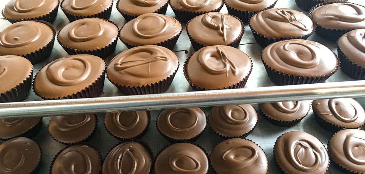 Milk chocolate peanut butter cups in our kitchen